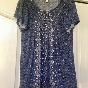 Style & Co. Women's blue & white short sleeve top